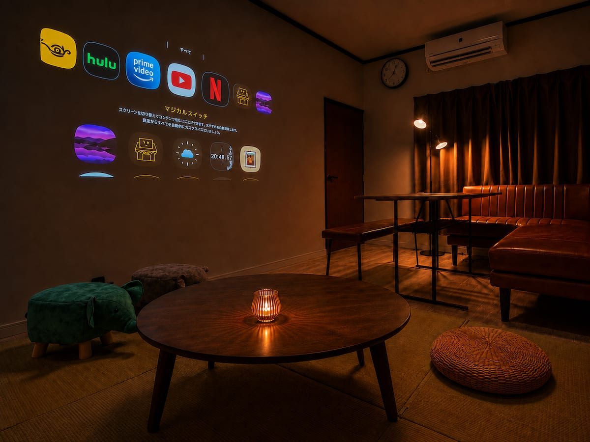 Lounge with a cinema projector